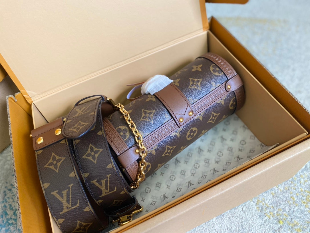 PAPILLON TRUNK 19 IN BROWN MONOGRAM CANVAS GOLD HARDWARE mysite