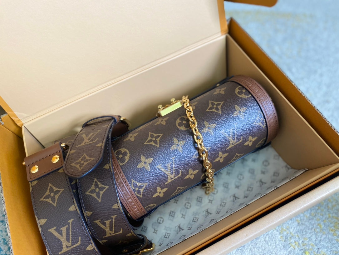 PAPILLON TRUNK 19 IN BROWN MONOGRAM CANVAS GOLD HARDWARE mysite