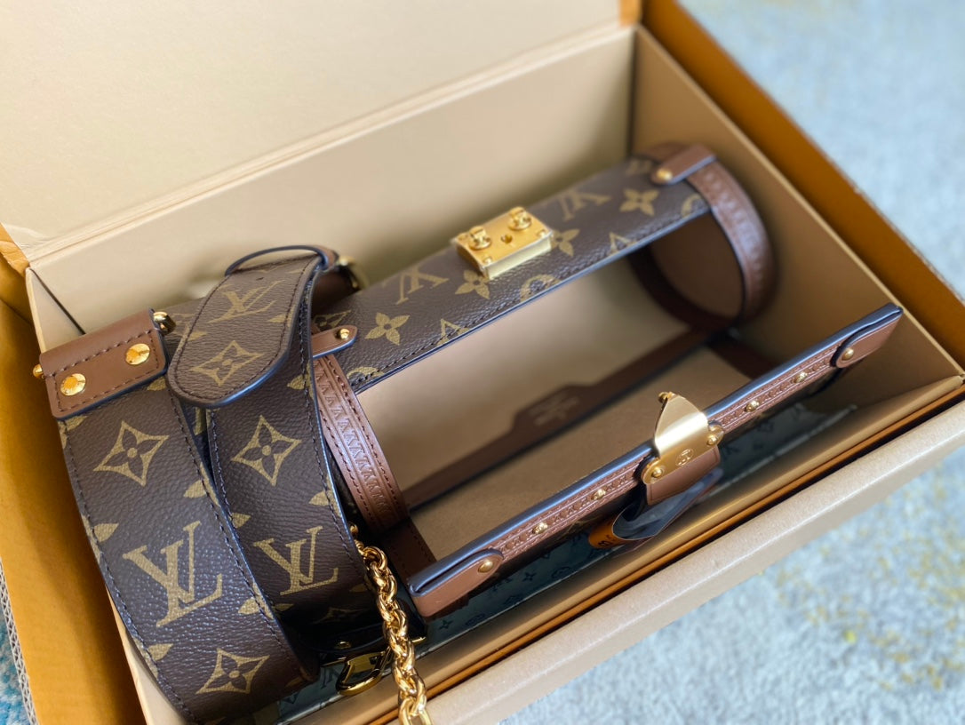 PAPILLON TRUNK 19 IN BROWN MONOGRAM CANVAS GOLD HARDWARE mysite