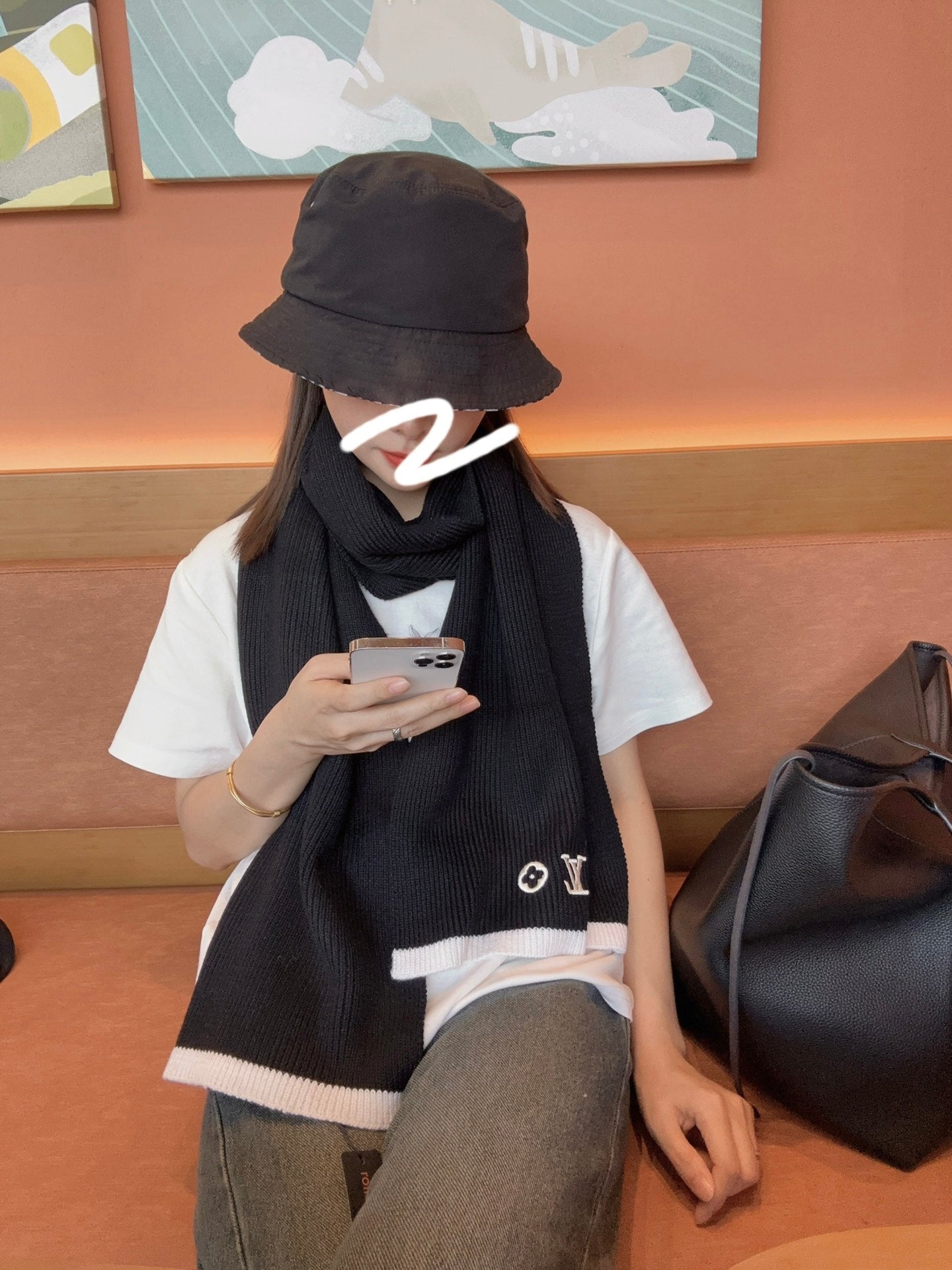 HEADLINE SCARF 200 CM IN BLACK WOOL 108956 mysite