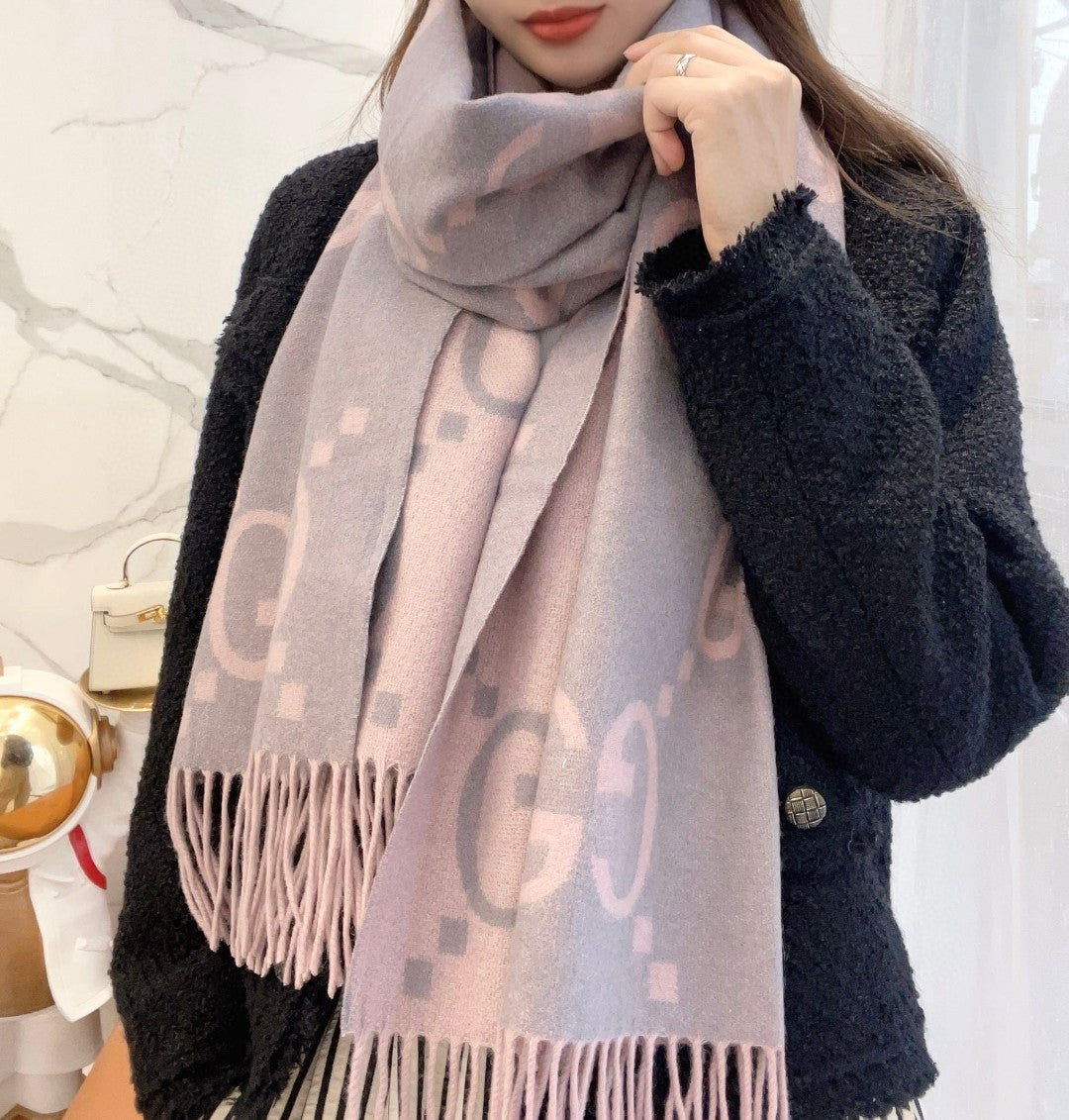 SCARF 200 CM IN LIGHT PINK MIX GRAY CASHMERE 396379 mysite