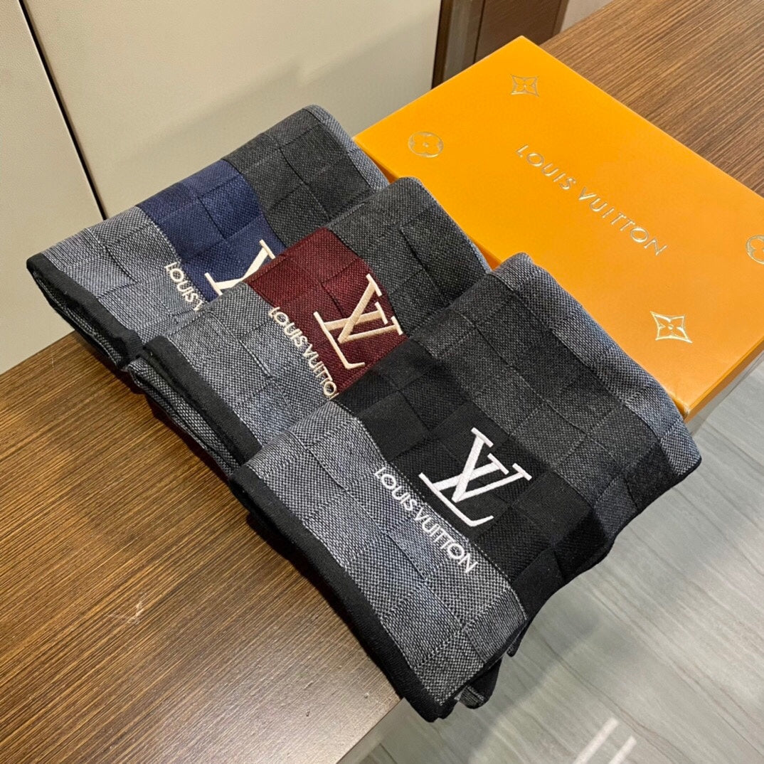 DAMIER HERITAGE SCARF 180 CM IN BLACK MIX GRAY CASHMERE 391150 mysite