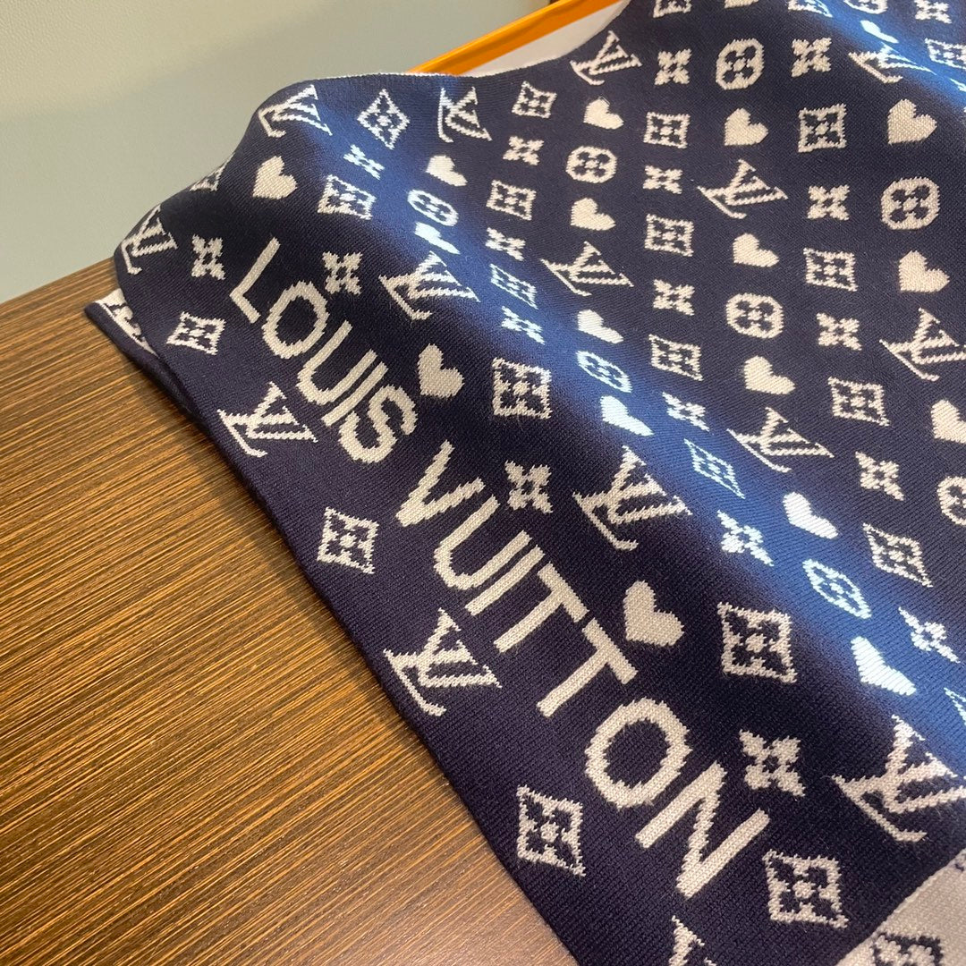 GAME ON SCARF 180 CM IN NAVY BLUE CASHMERE 394761 mysite