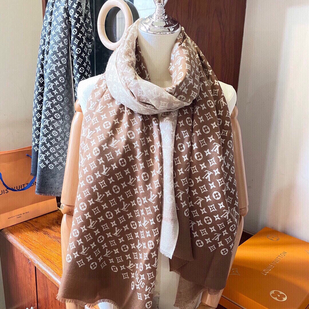 SCARF 200 CM IN PERU BROWN MIX WHITE CASHMERE 398522 mysite