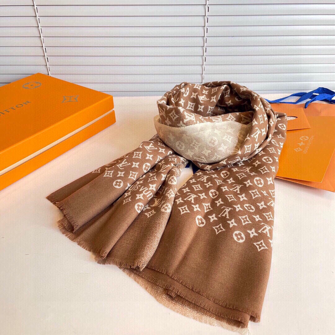 SCARF 200 CM IN PERU BROWN MIX WHITE CASHMERE 398522 mysite