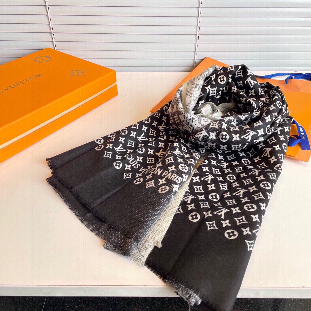SCARF 200 CM IN BLACK MIX WHITE CASHMERE 398523 mysite