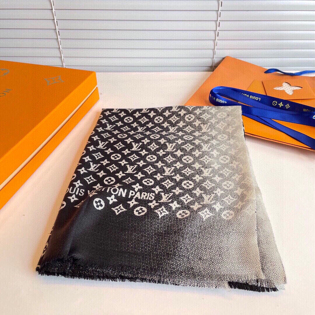 SCARF 200 CM IN BLACK MIX WHITE CASHMERE 398523 mysite