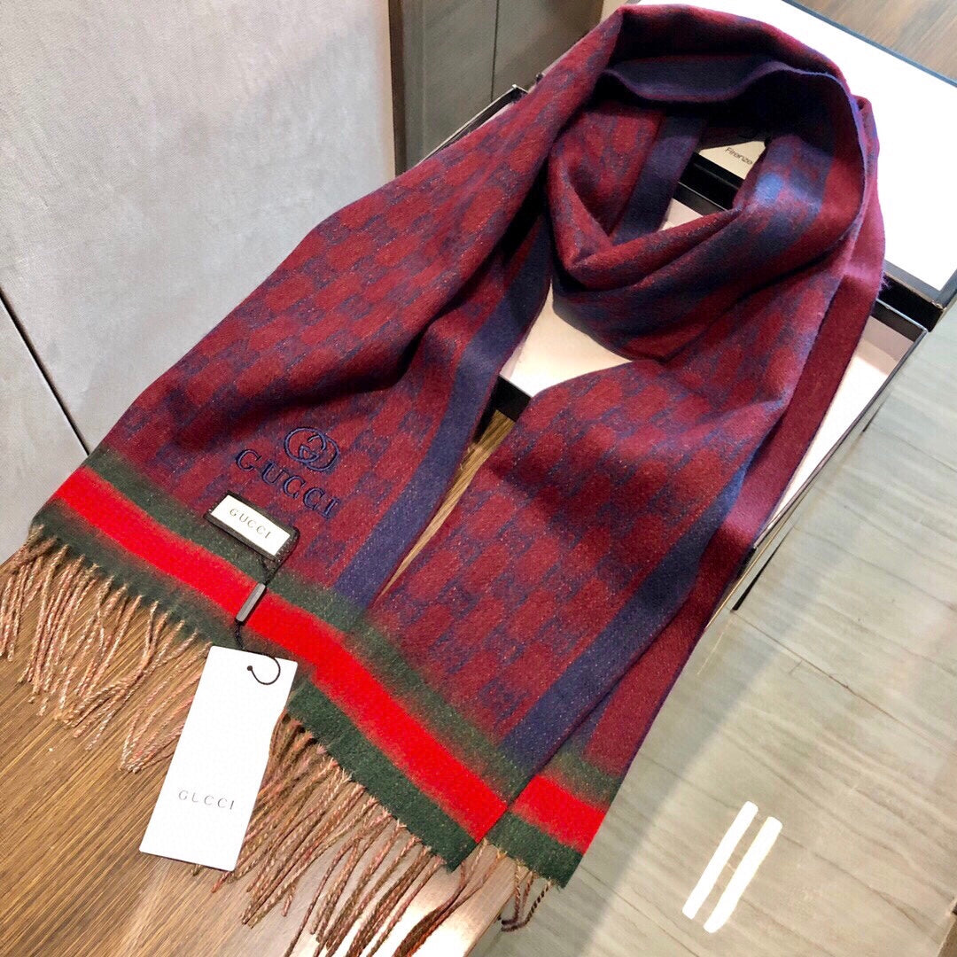 SCARF 180 CM IN SCARLET RED MONOGRAM CASHMERE 405326 mysite