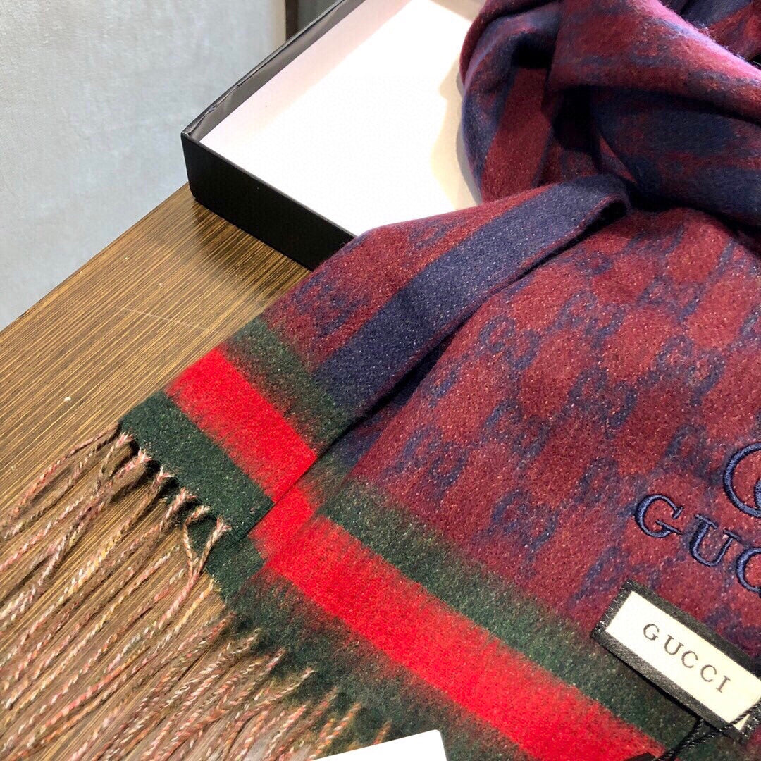 SCARF 180 CM IN SCARLET RED MONOGRAM CASHMERE 405326 mysite