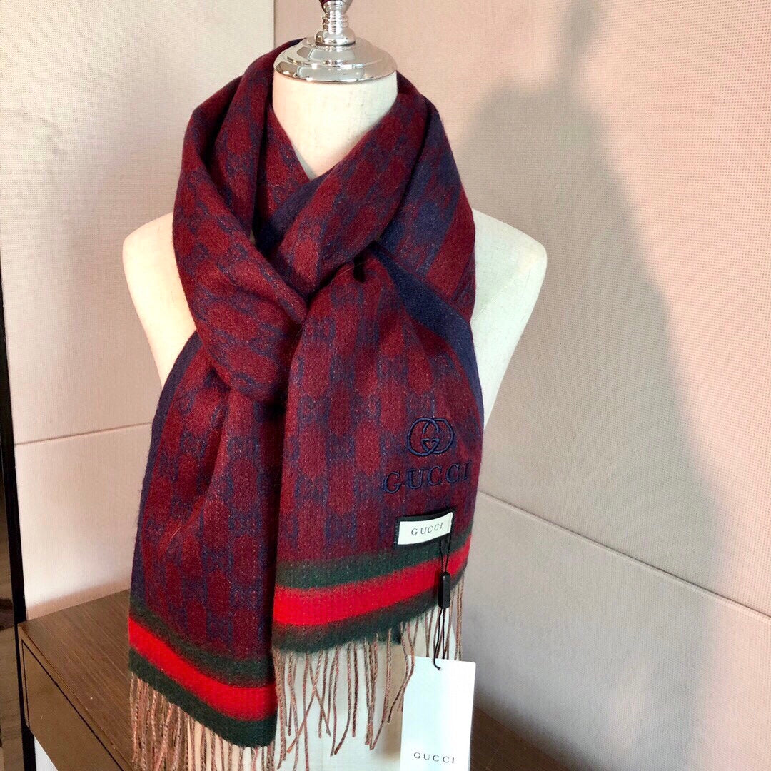 SCARF 180 CM IN SCARLET RED MONOGRAM CASHMERE 405326 mysite
