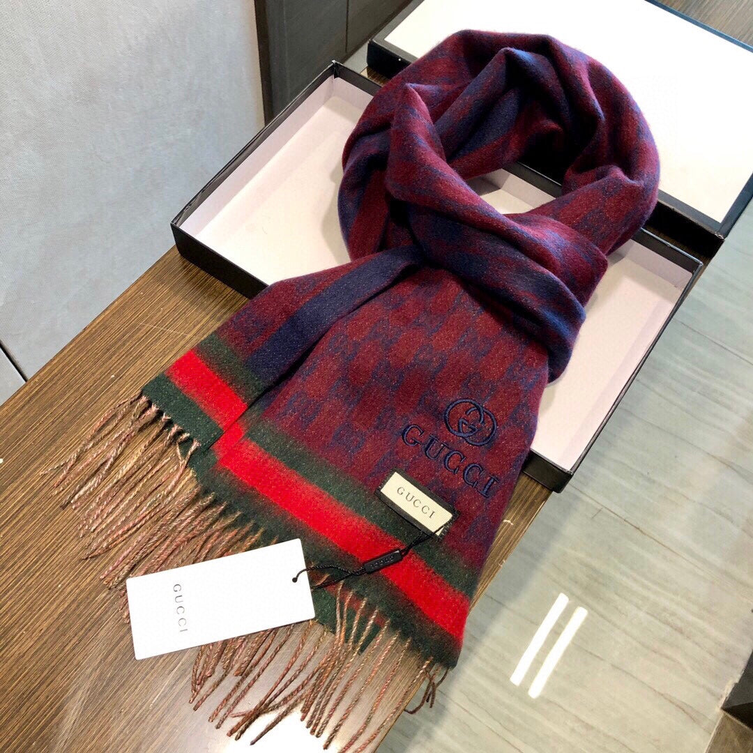 SCARF 180 CM IN SCARLET RED MONOGRAM CASHMERE 405326 mysite