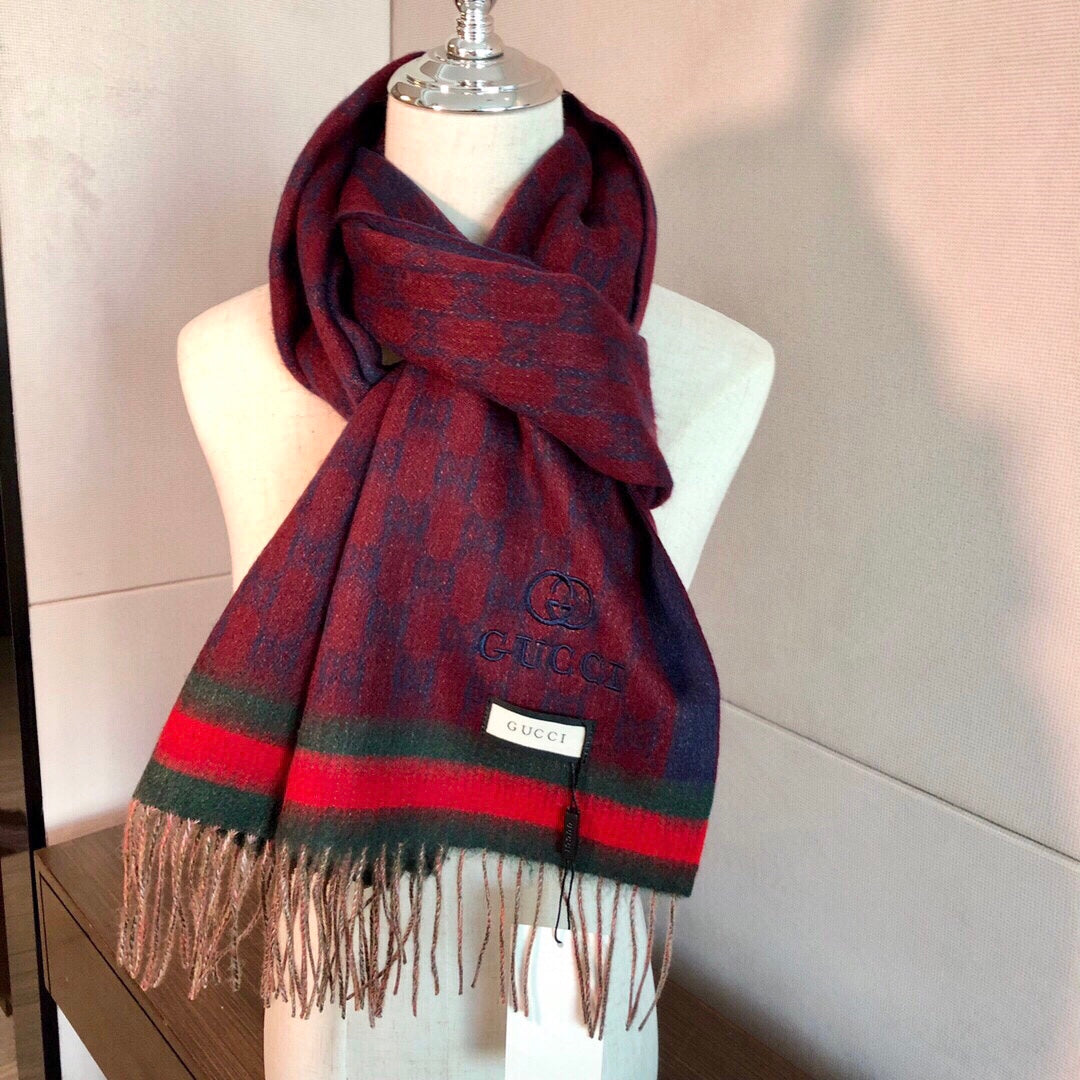 SCARF 180 CM IN SCARLET RED MONOGRAM CASHMERE 405326 mysite