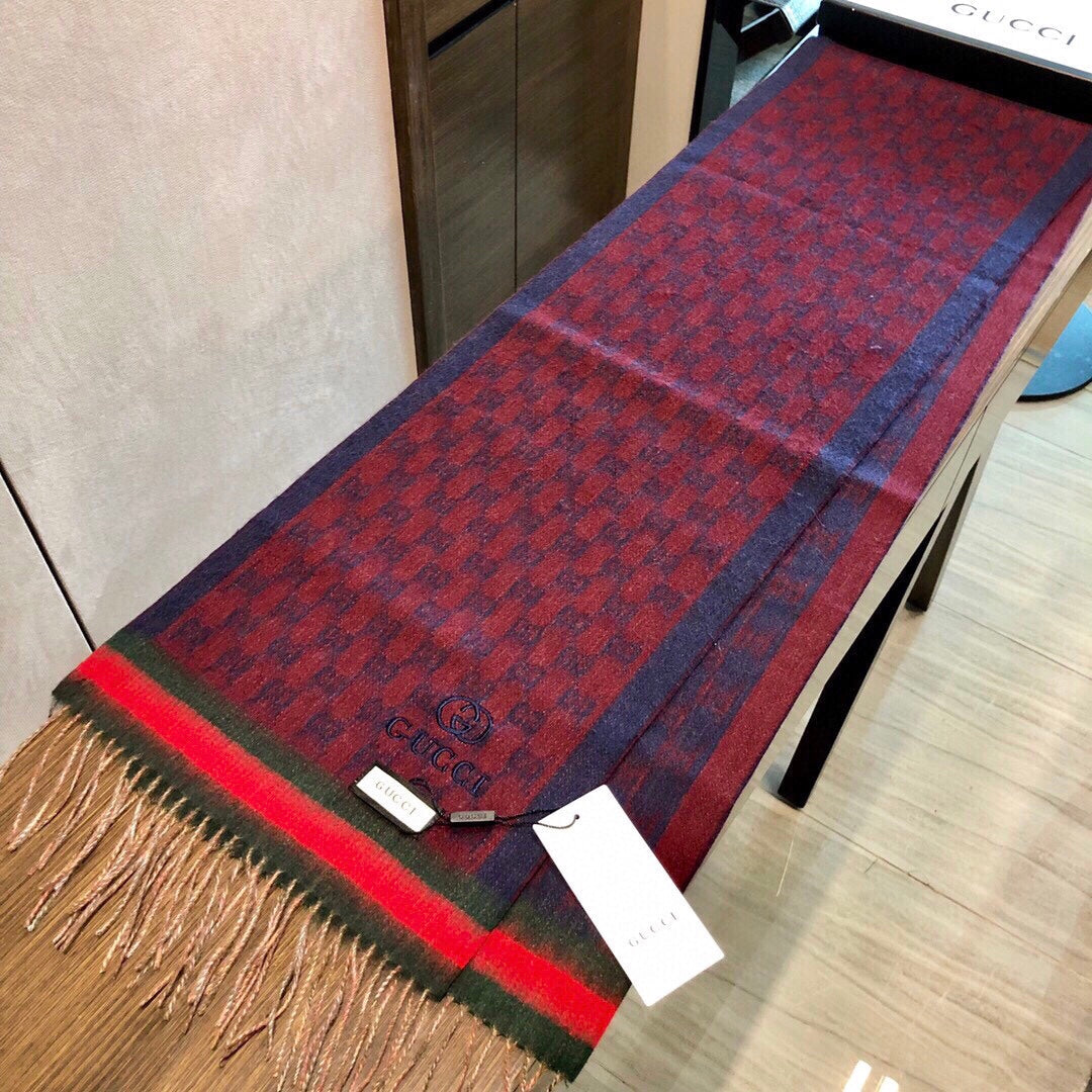 SCARF 180 CM IN SCARLET RED MONOGRAM CASHMERE 405326 mysite