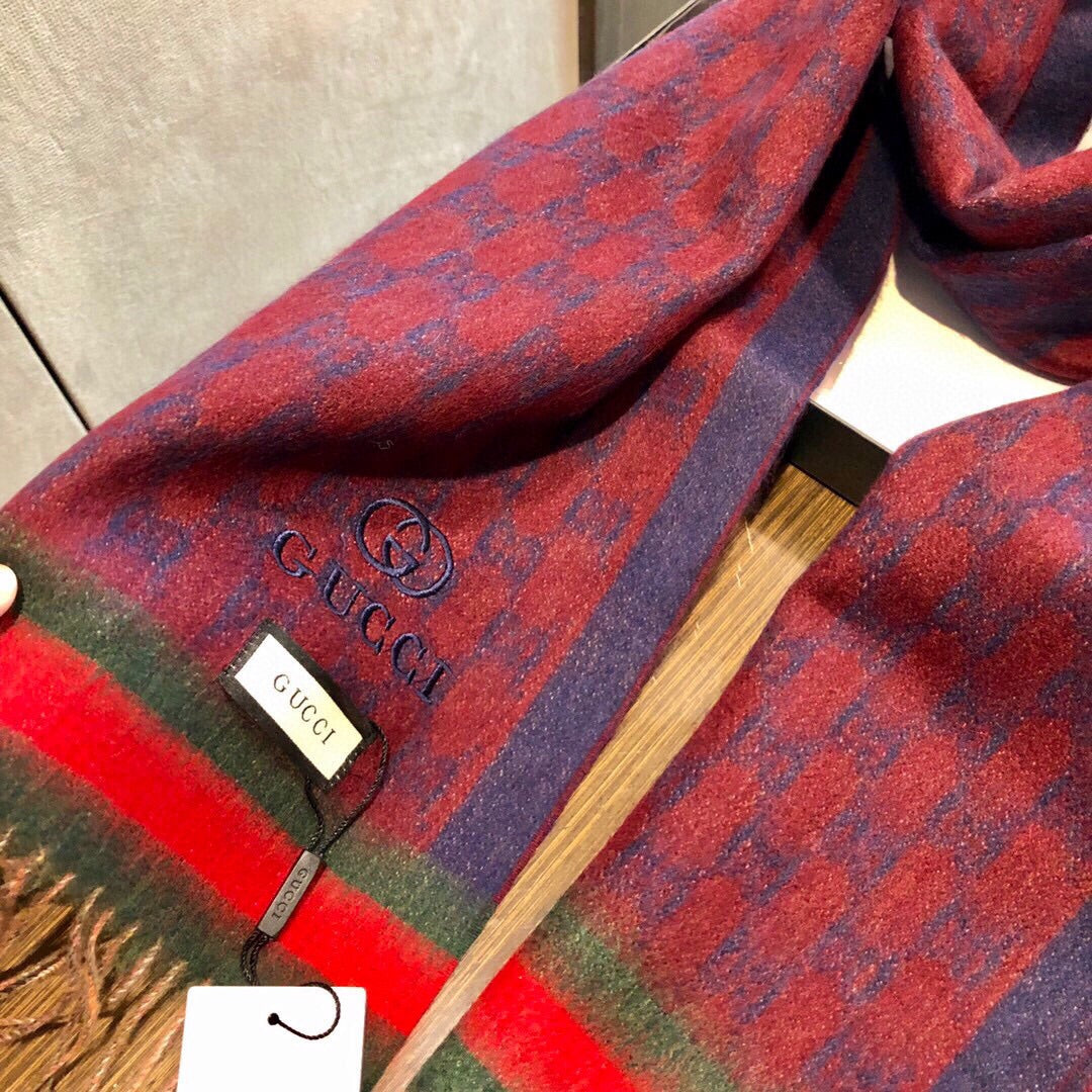 SCARF 180 CM IN SCARLET RED MONOGRAM CASHMERE 405326 mysite