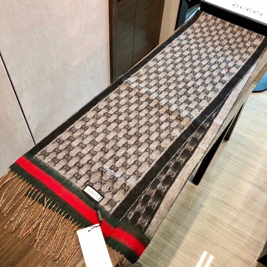 SCARF 180 CM IN MONOGRAM MEDIUM BROWN CASHMERE 405327 mysite