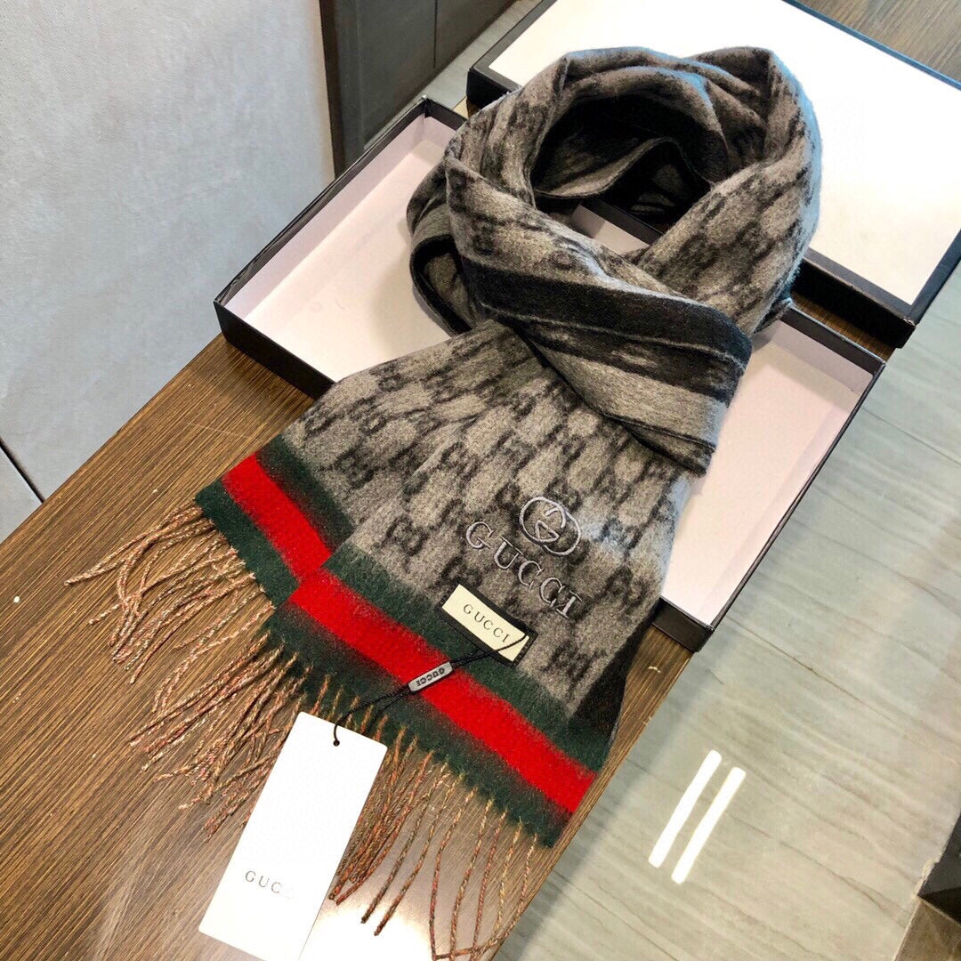 SCARF 180 CM IN MONOGRAM MEDIUM BROWN CASHMERE 405327 mysite