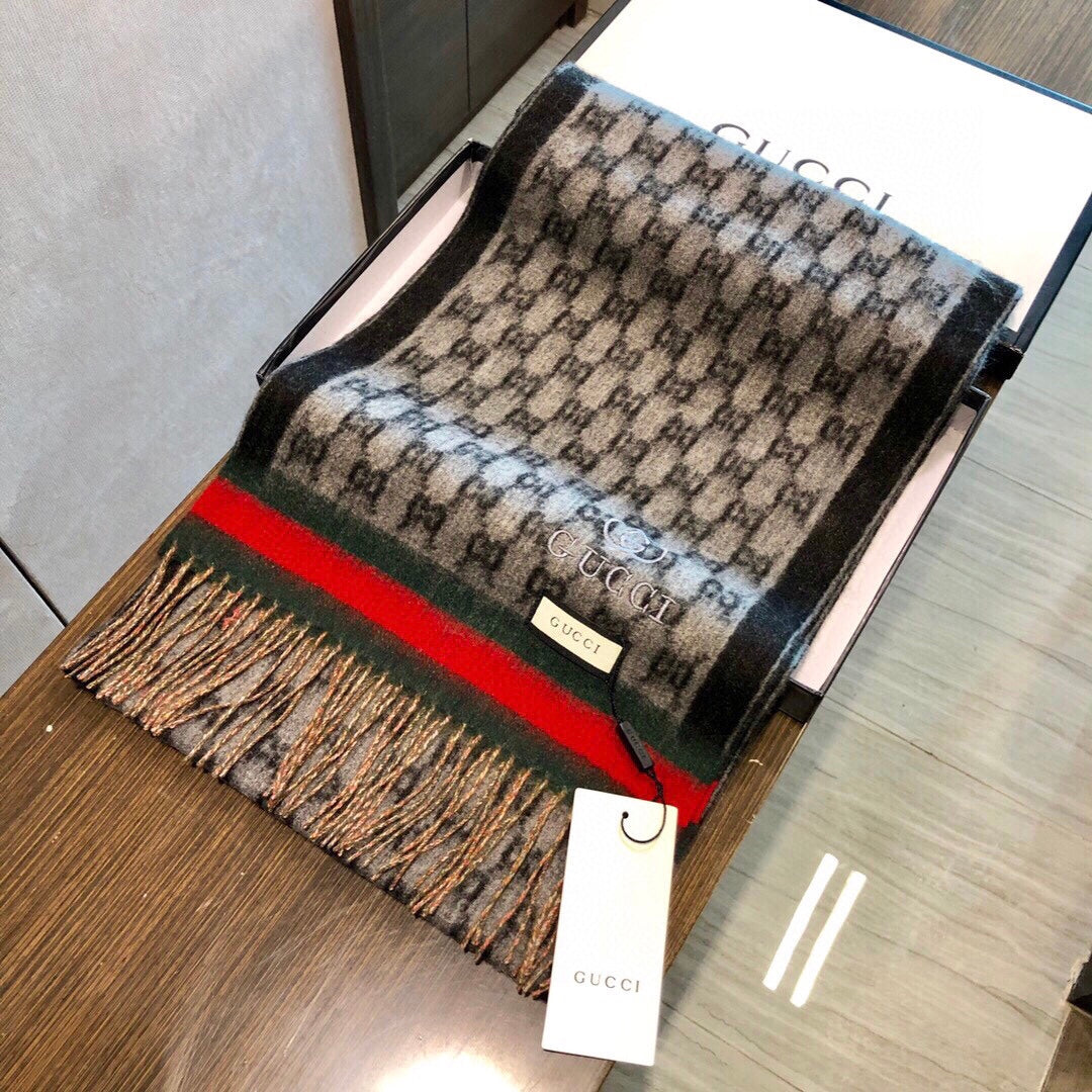 SCARF 180 CM IN MONOGRAM MEDIUM BROWN CASHMERE 405327 mysite