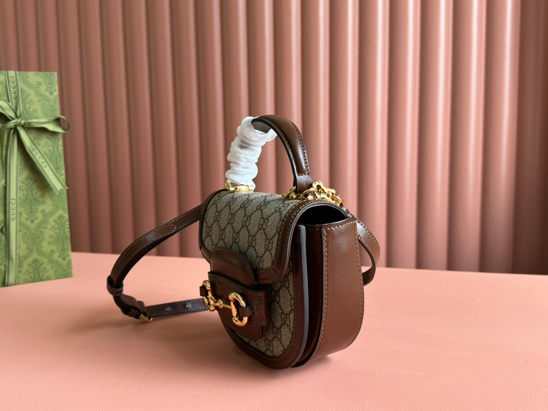 Gucci Horsebit Bag Ebony Mix Brown Leather 239810 mysite