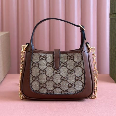 Gucci Jacket Bag Brown mix Ebony Rhinestones Leather Canvas 248592 mysite