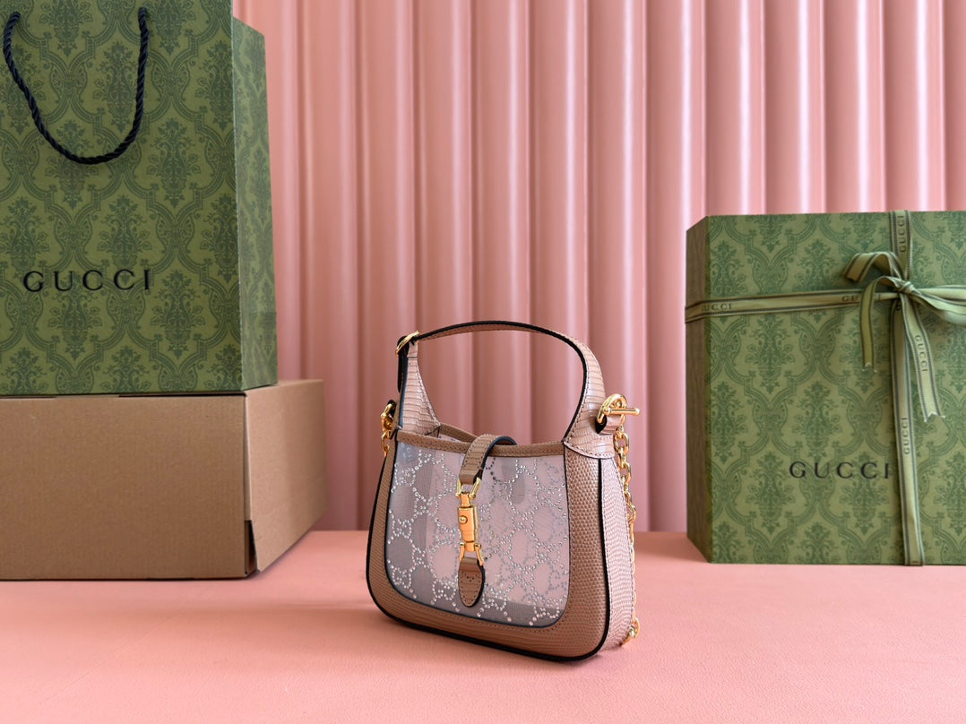 Gucci Jacket Bag Pink Lizard Rhinestones 248588 mysite