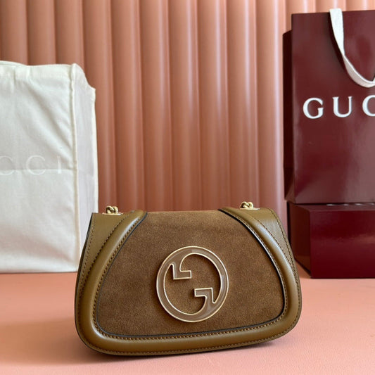 Gucci Blondie Handbag Brown Suede And Calfskin 272174 mysite