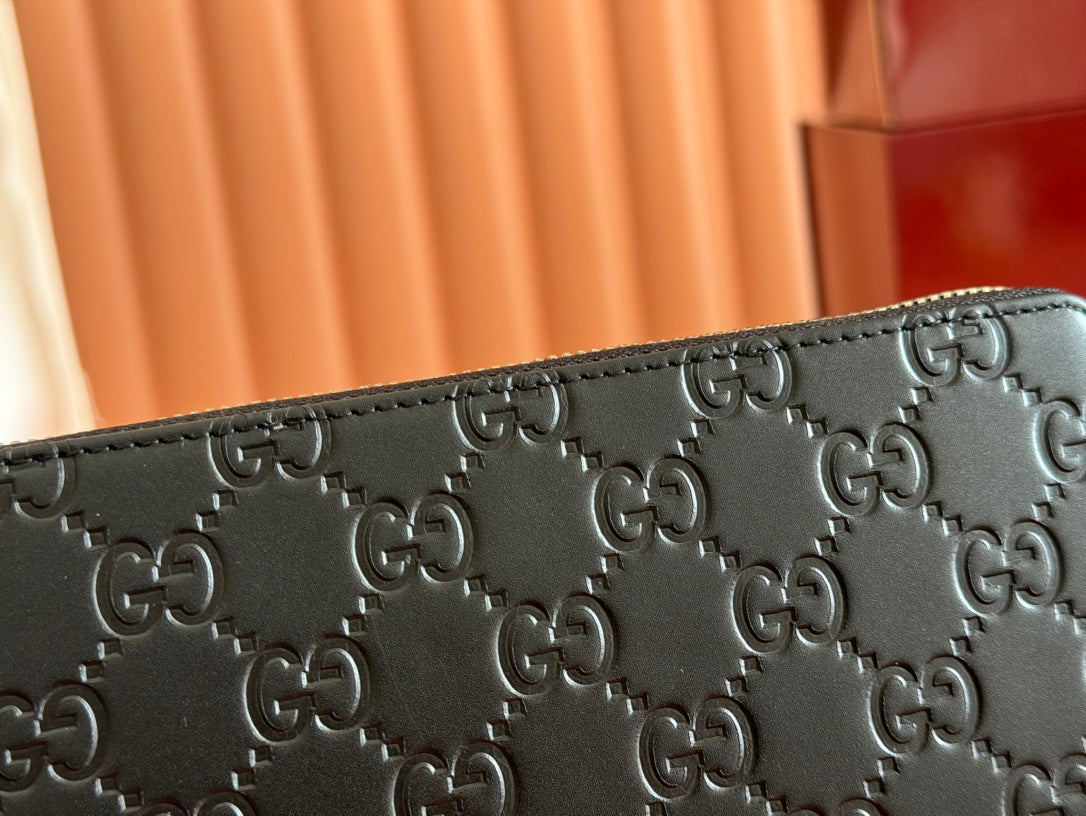 Gucci Zipper Wallet Black Embossed 248406 mysite