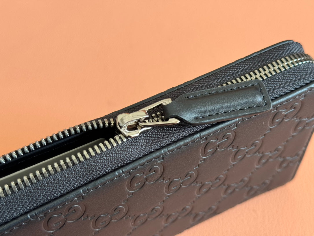 Gucci Zipper Wallet Black Embossed 248406 mysite