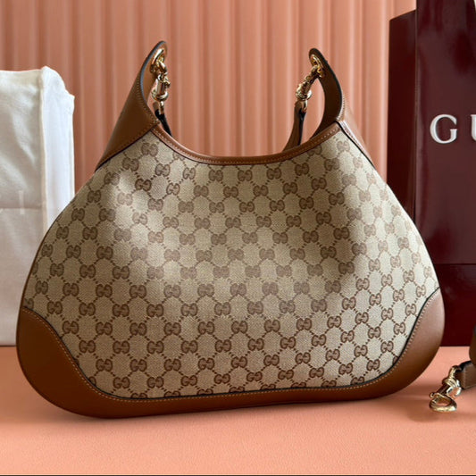 Gucci Body Double Lock Handbag Brown mix Beige Canvas Leather 244513 mysite