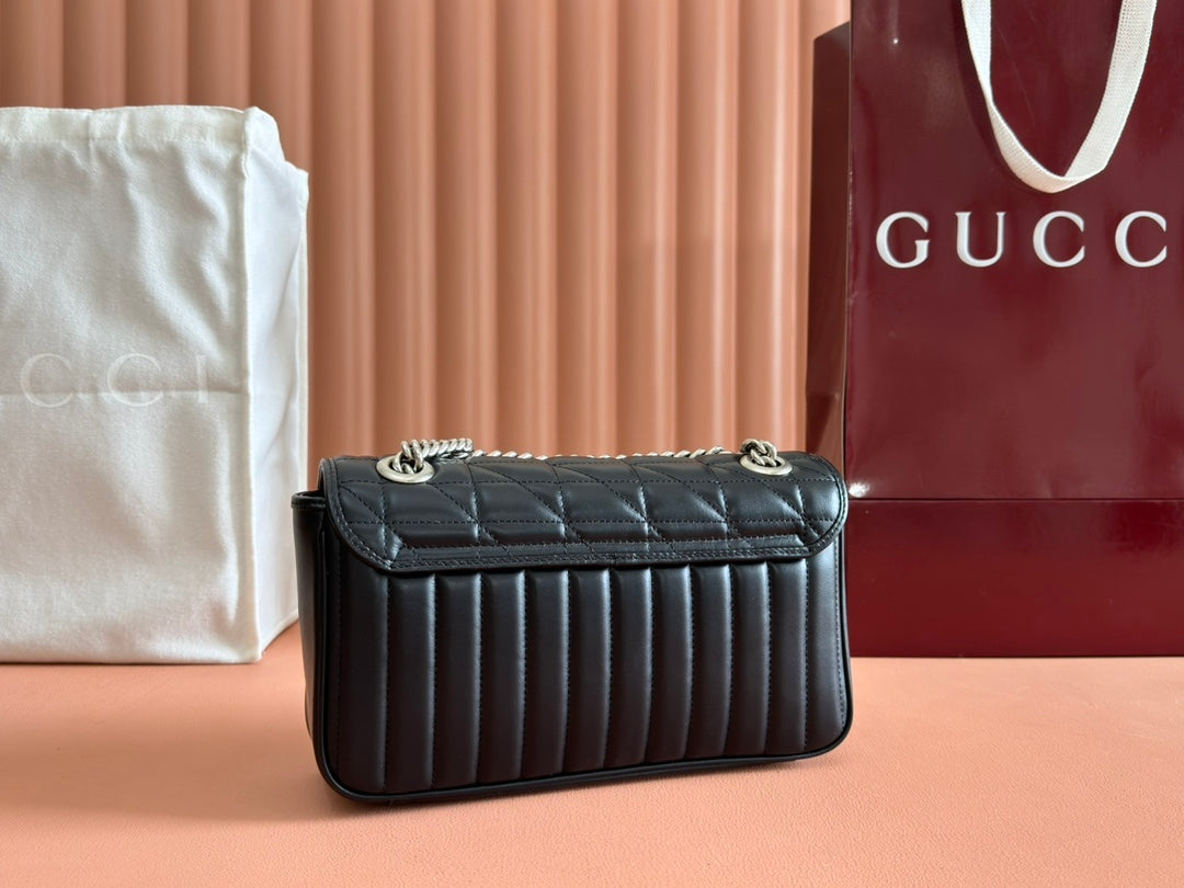 Gucci GG Marmont 26 Bag with Silver Hardware Black Calfskin 248245 mysite