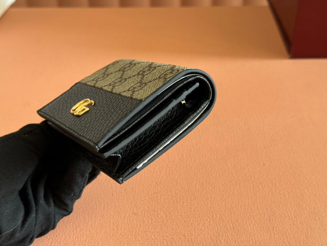 Gucci Marmont Wallet Ebony mix Black Canvas Leather 250957 mysite