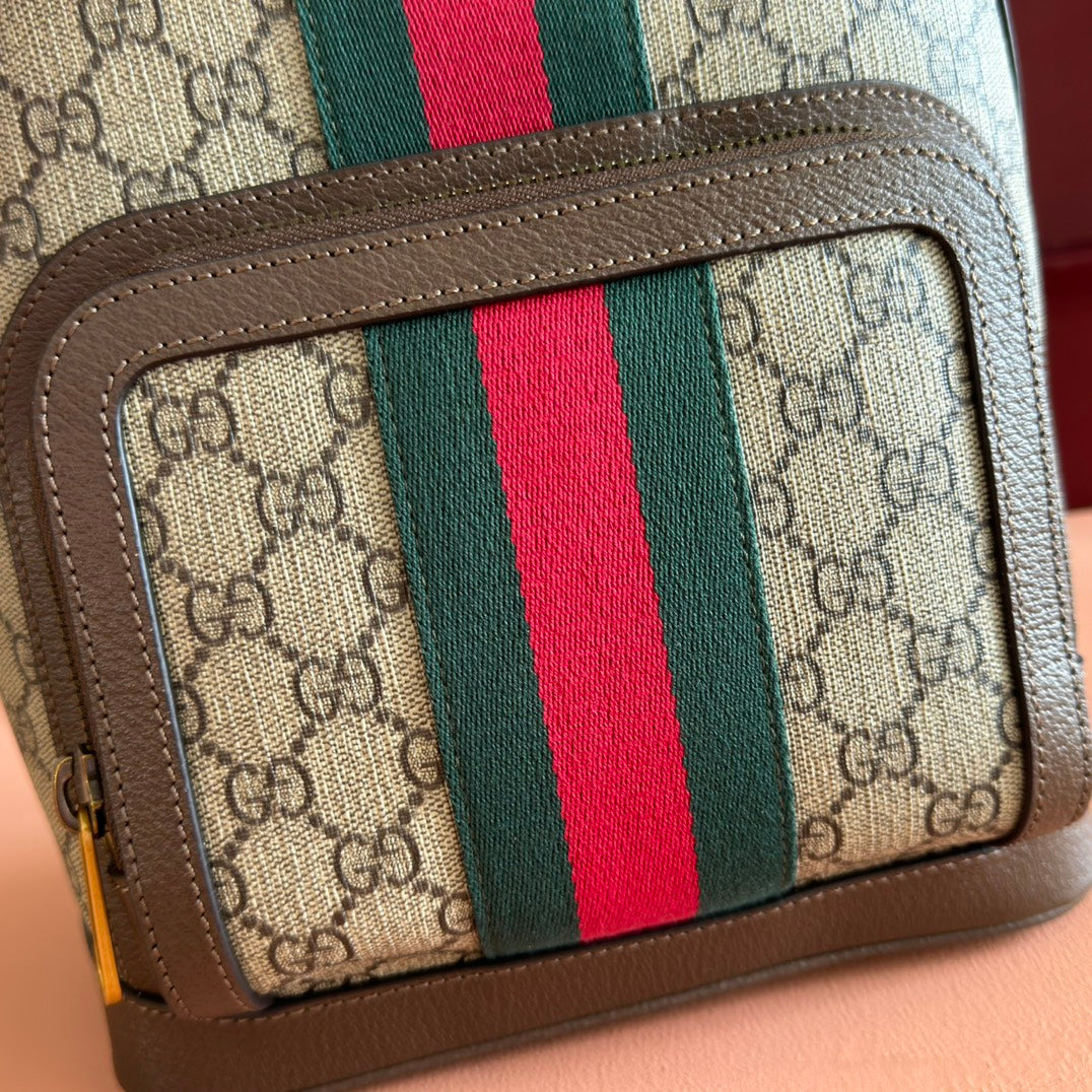 GG Small Ophidia Backpack Beige & Dark Brown GG Monogram Fabric 272187 mysite