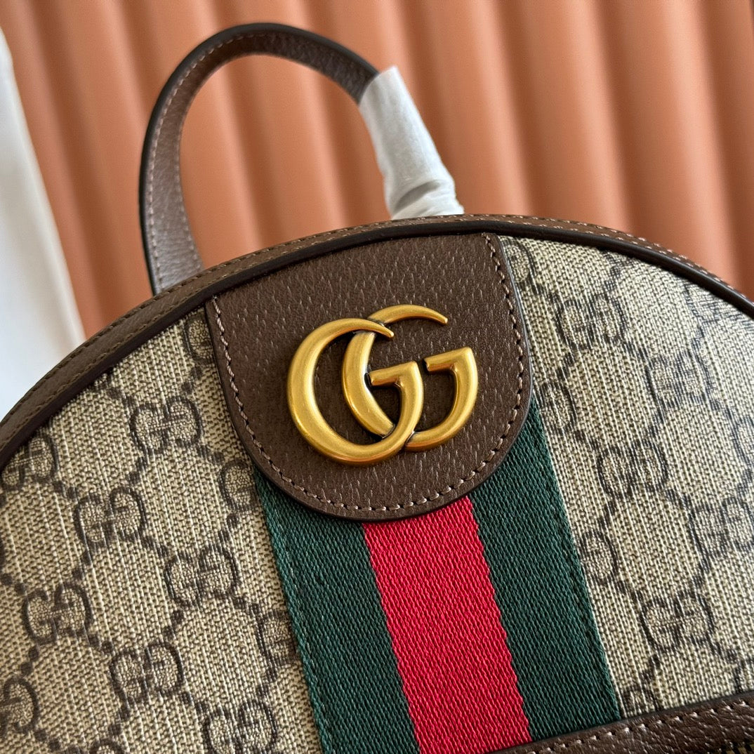 GG Small Ophidia Backpack Beige & Dark Brown GG Monogram Fabric 272187 mysite