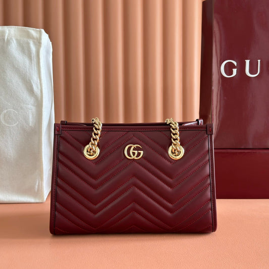 GG Marmont Matelasse Tote Burgundy Leather 271806 mysite