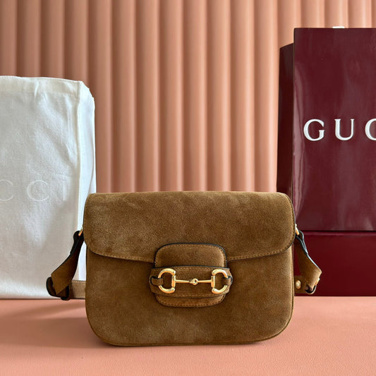 Gucci Horsebit 1955 Handbag 26 Brown Suede 271776 mysite