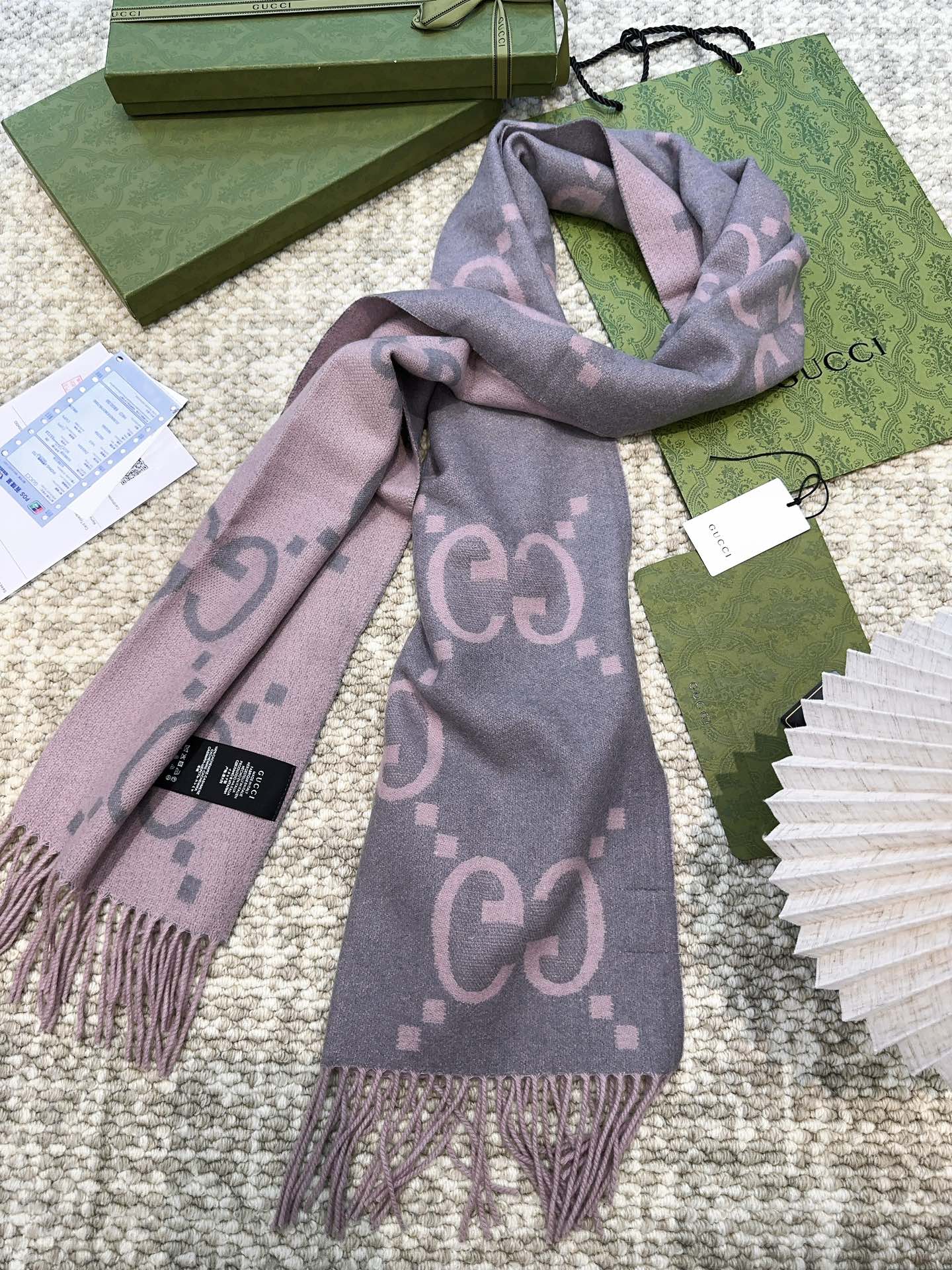SCARF 200 CM IN LIGHT PINK MIX GRAY CASHMERE 396379 mysite