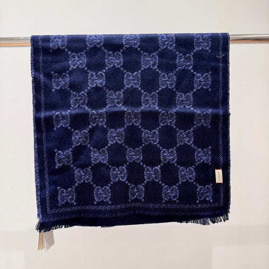 SCARF 195 CM IN NAVY BLUE WOOL  399808 mysite