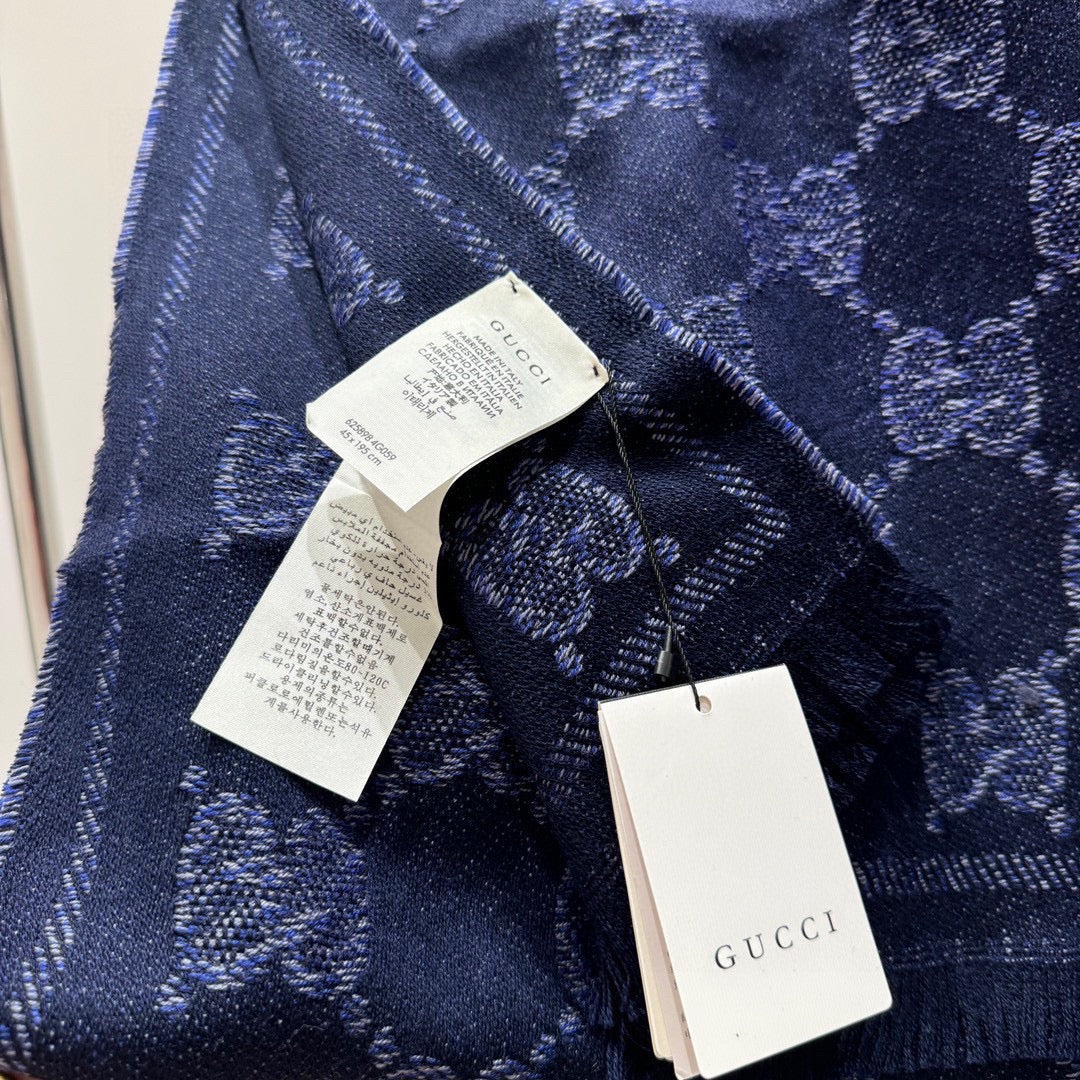 SCARF 195 CM IN NAVY BLUE WOOL  399808 mysite