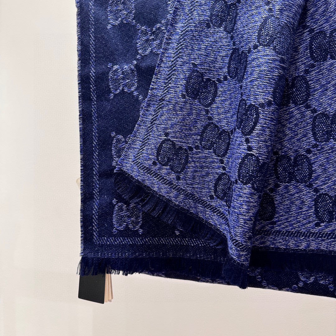 SCARF 195 CM IN NAVY BLUE WOOL  399808 mysite