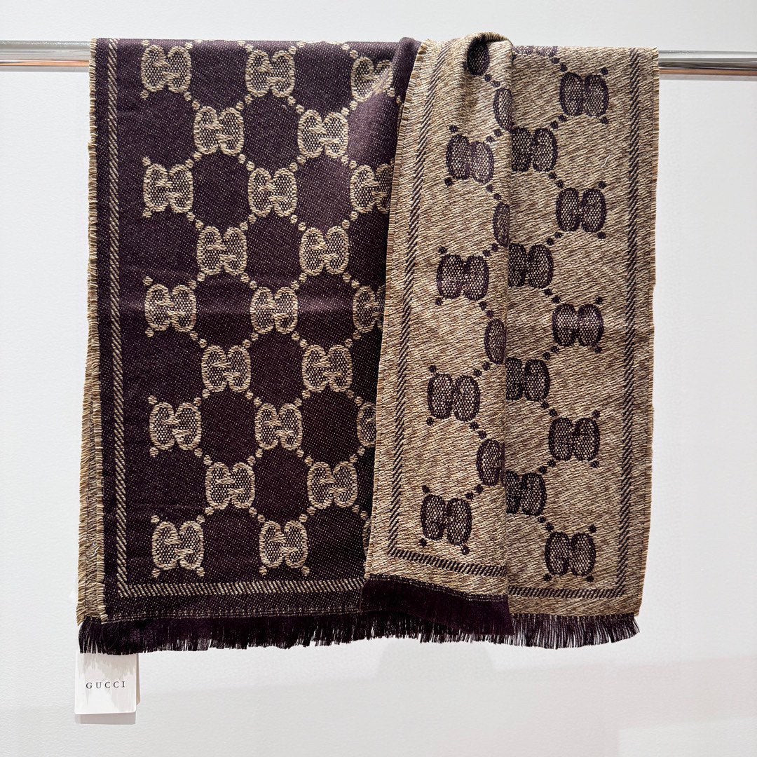 SCARF 195 CM IN CHESTNUT BROWN WOOL  399809 mysite