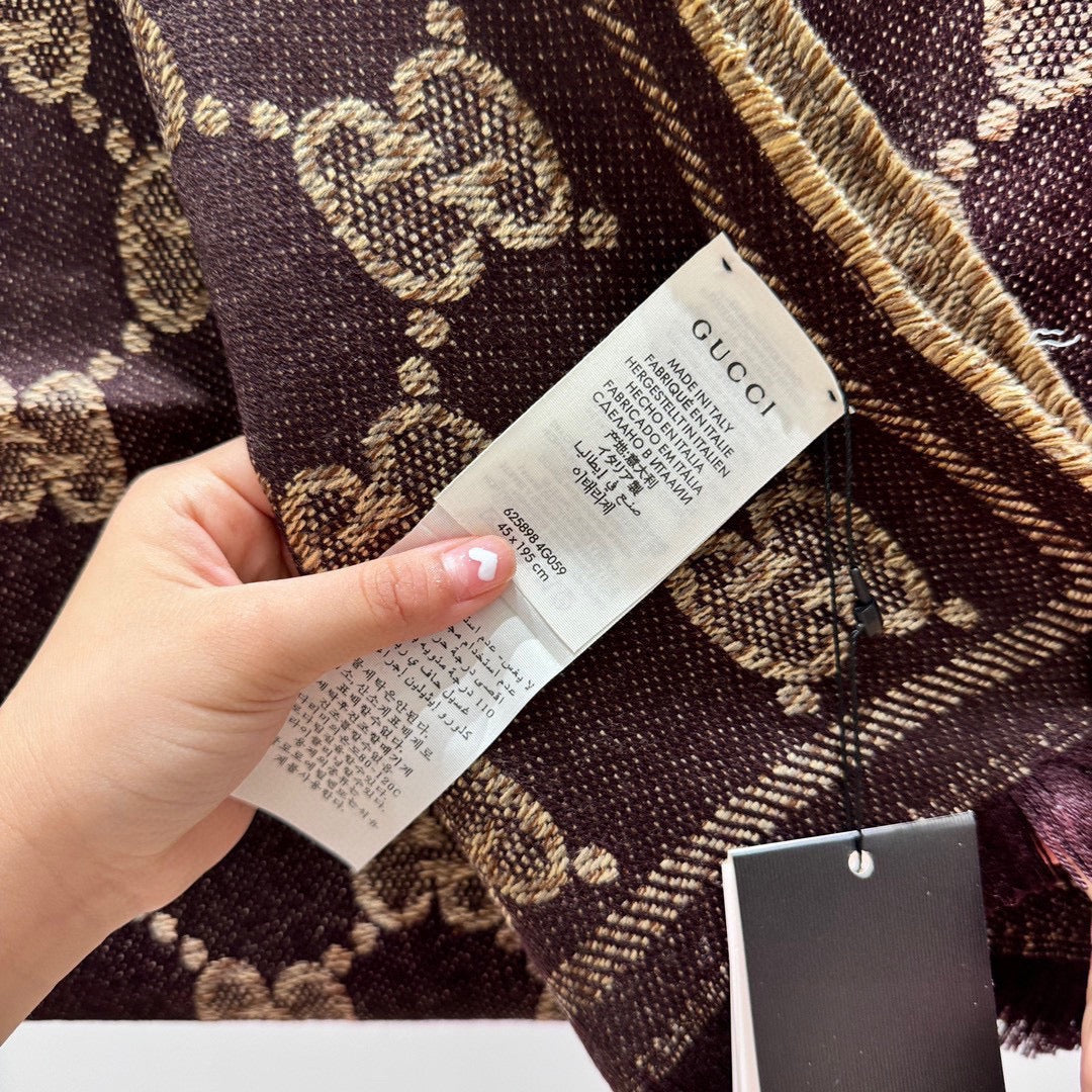 SCARF 195 CM IN CHESTNUT BROWN WOOL  399809 mysite