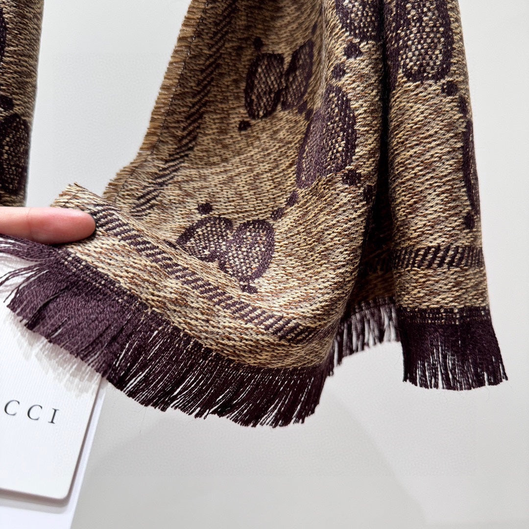 SCARF 195 CM IN CHESTNUT BROWN WOOL  399809 mysite