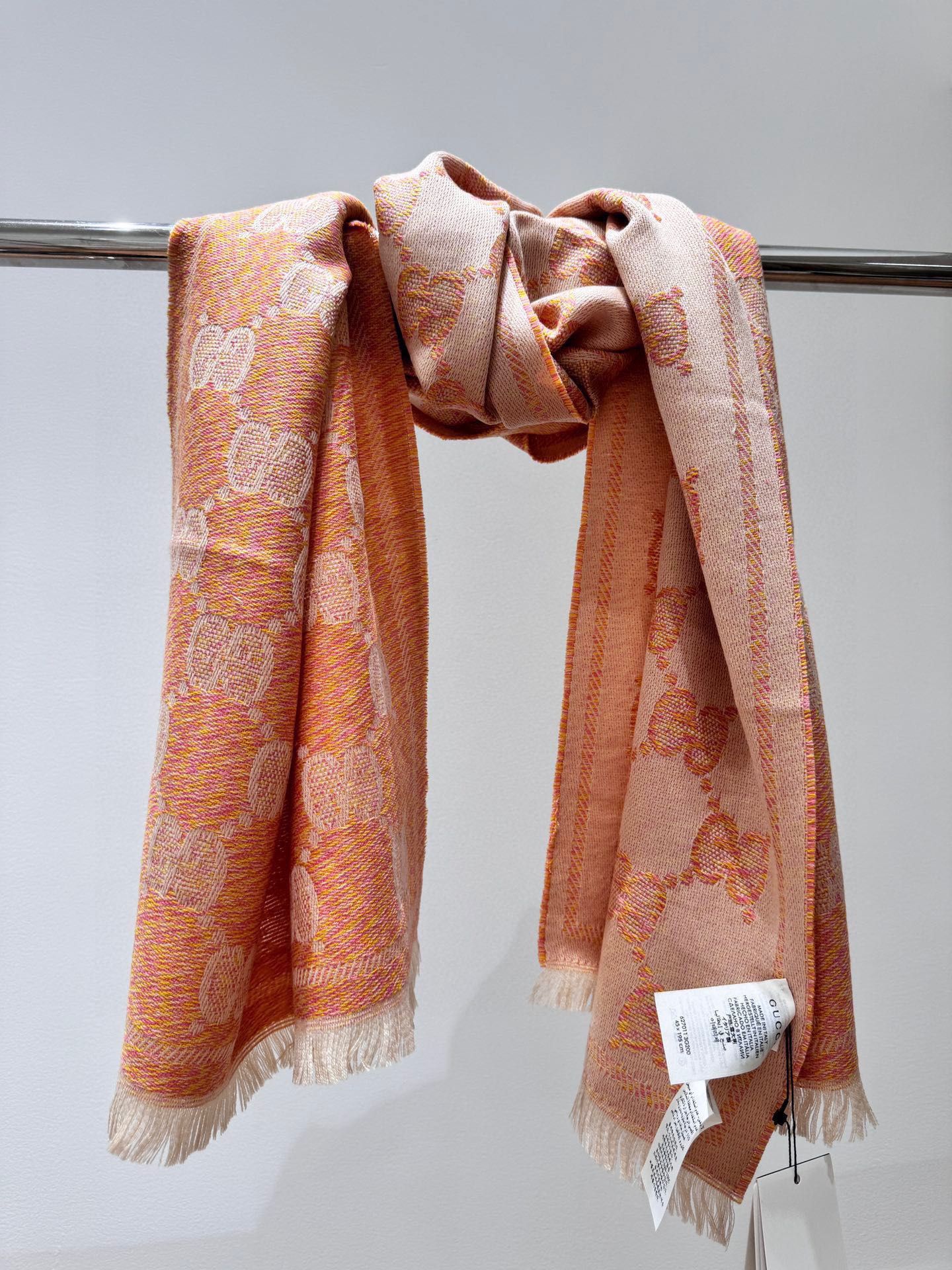 SCARF 195 CM IN MELON ORANGE WOOL  399810 mysite