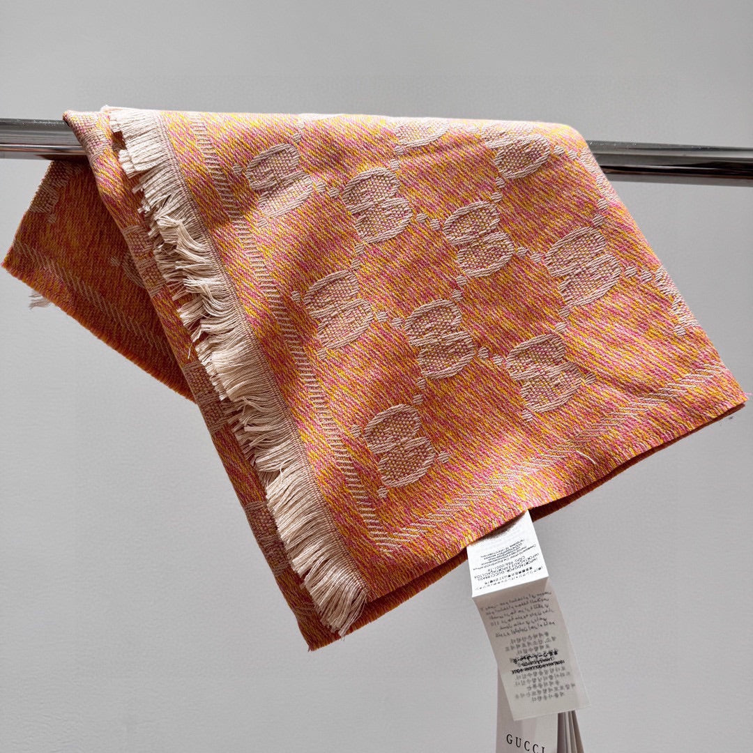 SCARF 195 CM IN MELON ORANGE WOOL  399810 mysite