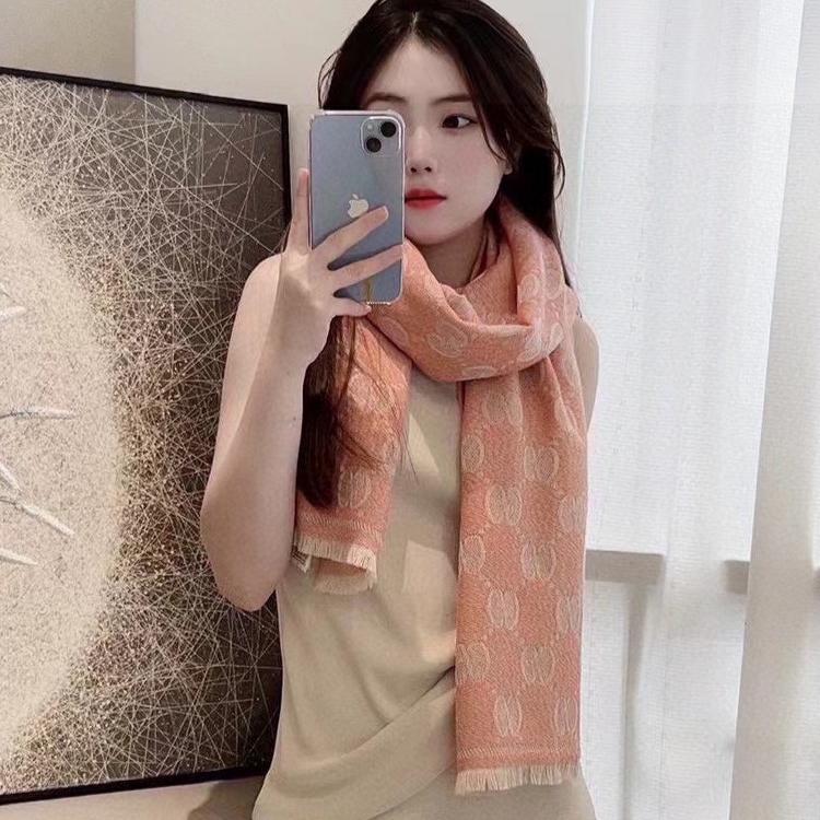 SCARF 195 CM IN MELON ORANGE WOOL  399810 mysite