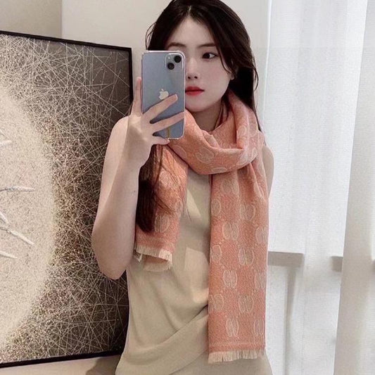 SCARF 195 CM IN MELON ORANGE WOOL  399810 mysite