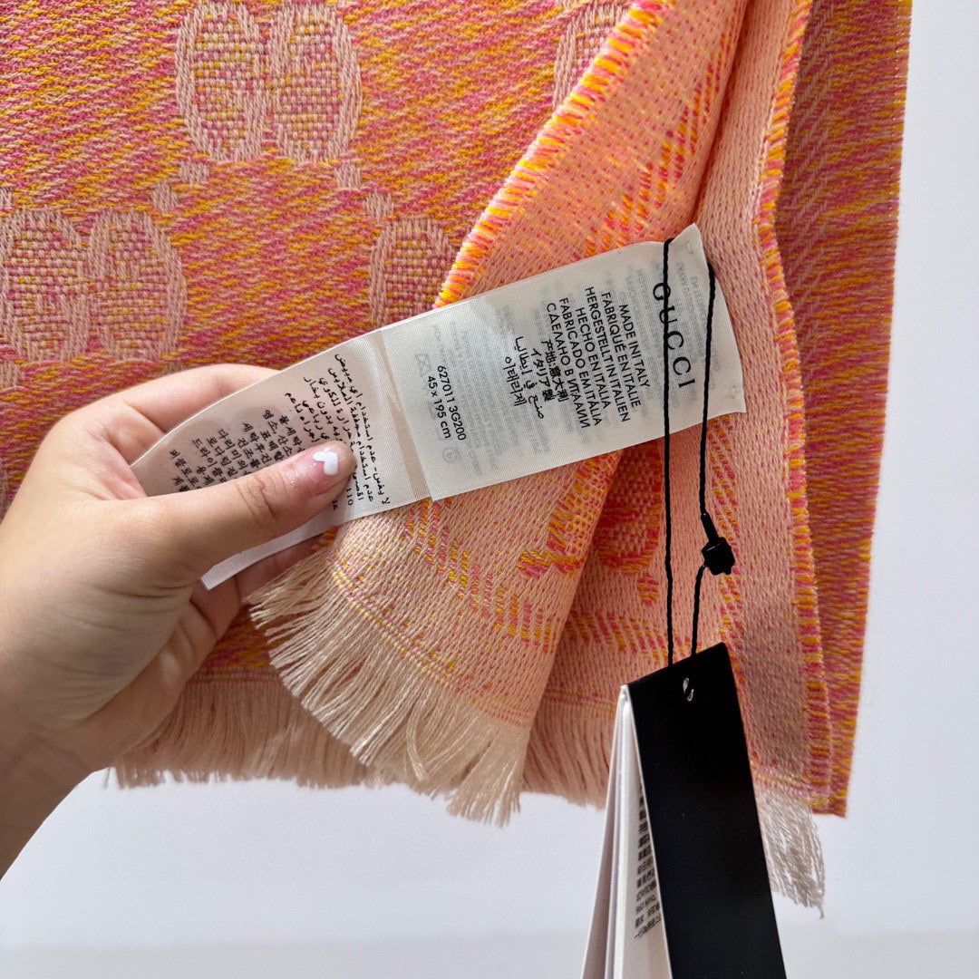 SCARF 195 CM IN MELON ORANGE WOOL  399810 mysite