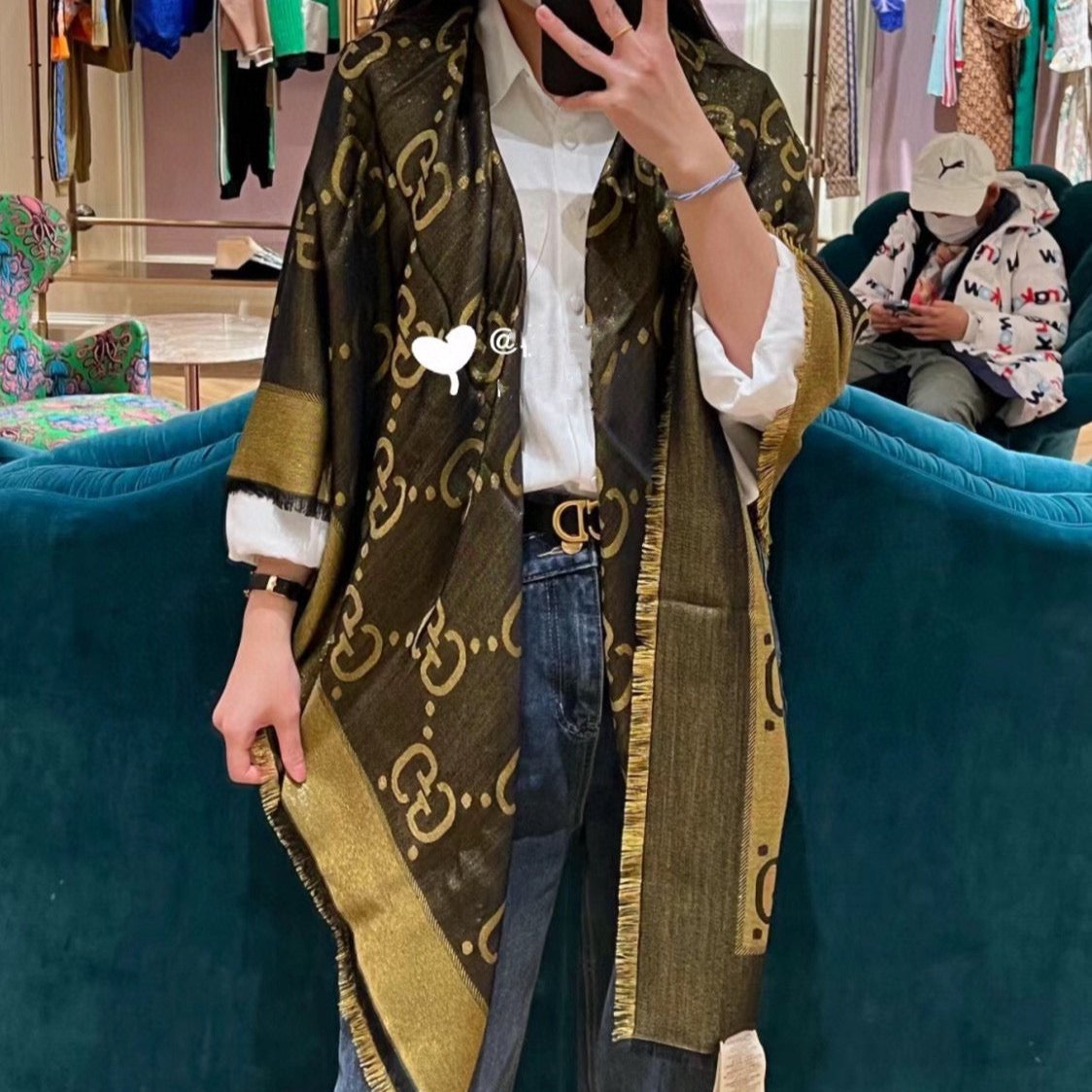 JACQUARD SILK WOOL SHAWL 140 CM ANTIQUE GOLD 401258 mysite