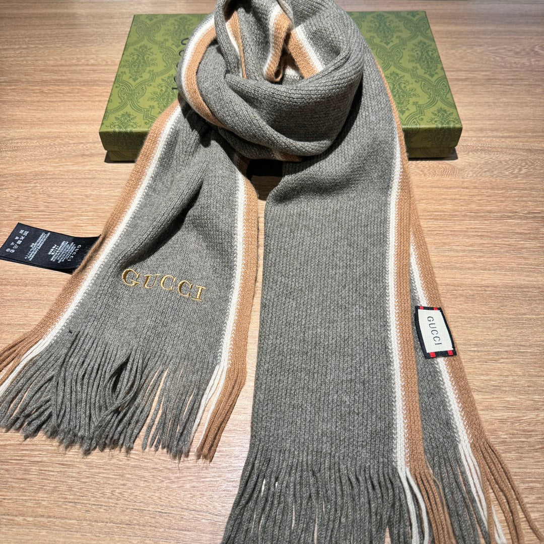 SCARF 180 CM IN SHADOW GRAY MIX PEANUT BROWN WOOL 403965 mysite