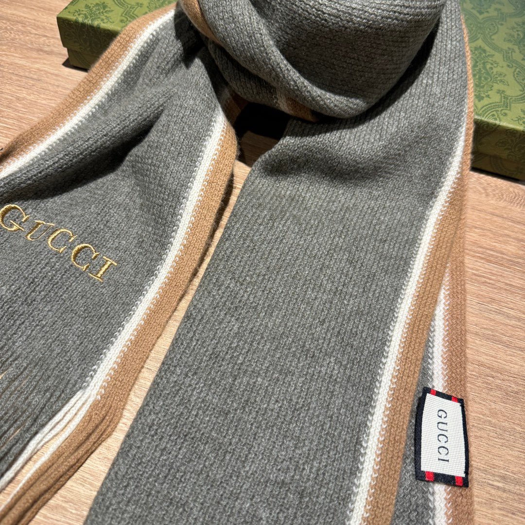 SCARF 180 CM IN SHADOW GRAY MIX PEANUT BROWN WOOL 403965 mysite