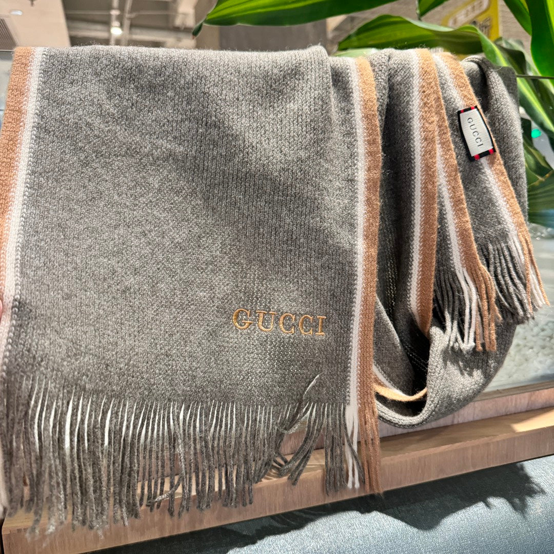 SCARF 180 CM IN SHADOW GRAY MIX PEANUT BROWN WOOL 403965 mysite